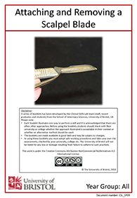 clinical skills instruction booklet cover page, Attaching and Removing a Scalpel Blade